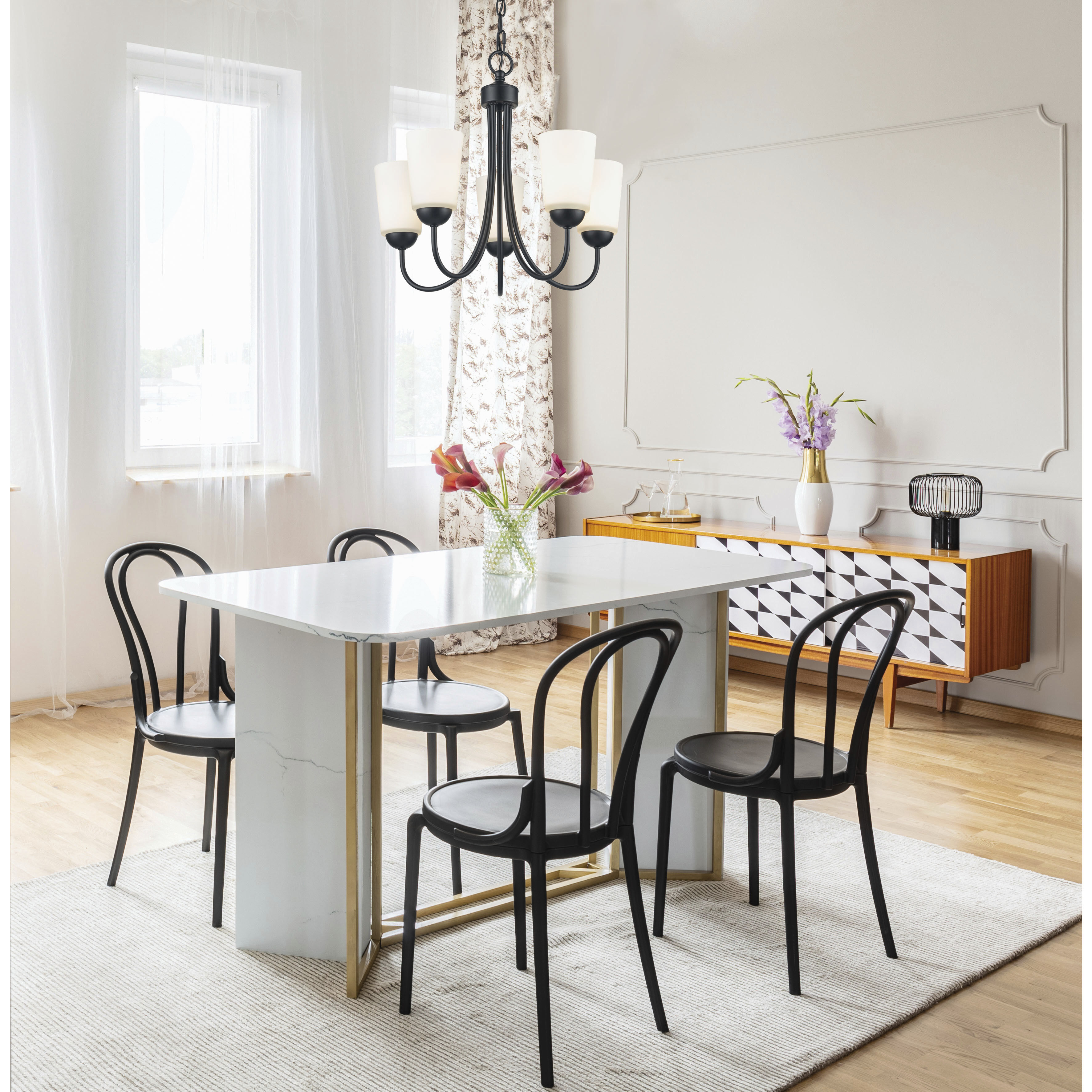 Ivey Lake 5 Light 20 inch Matte Black Chandelier Ceiling Light